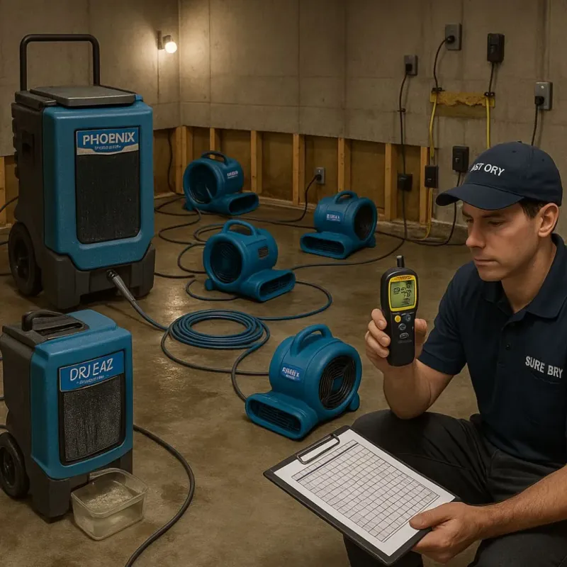 Structural Drying and Dehumidification process in Greenville, SC